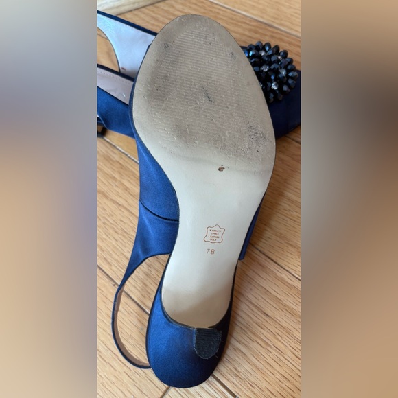 Caparros Slingback Sandals Open Toe Navy Blue Rhinestone Flower  Women’s 7B - Picture 6 of 6